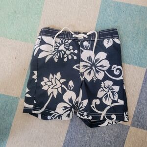 Navy Blue And White Swim Trunks